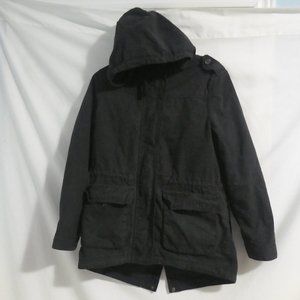 OLD NAVY | small | Hooded Faded Black Jacket | Button Out Quilted Lining | GUC